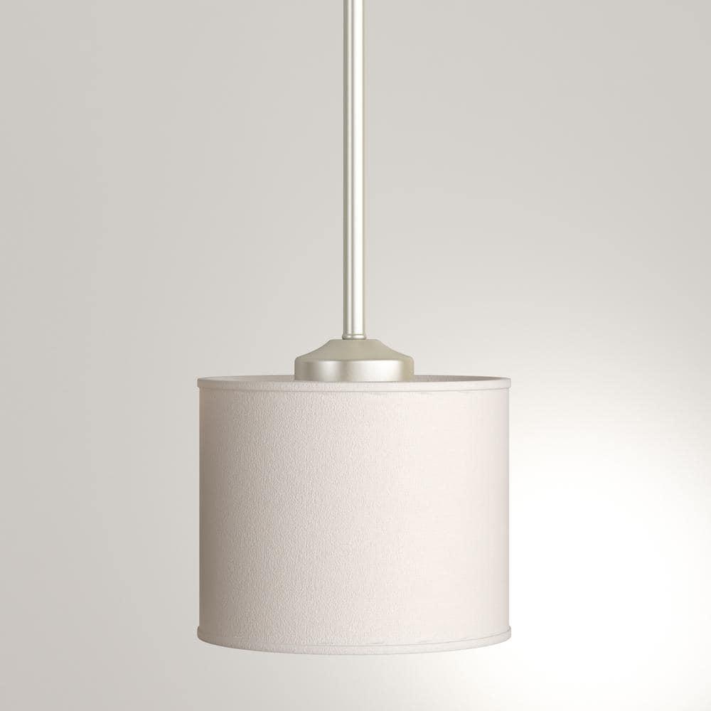 Progress Lighting, Inspire Collection, 1-Light Mini-Pendant, Brushed Nickel, Off-White Linen Fabric Shade