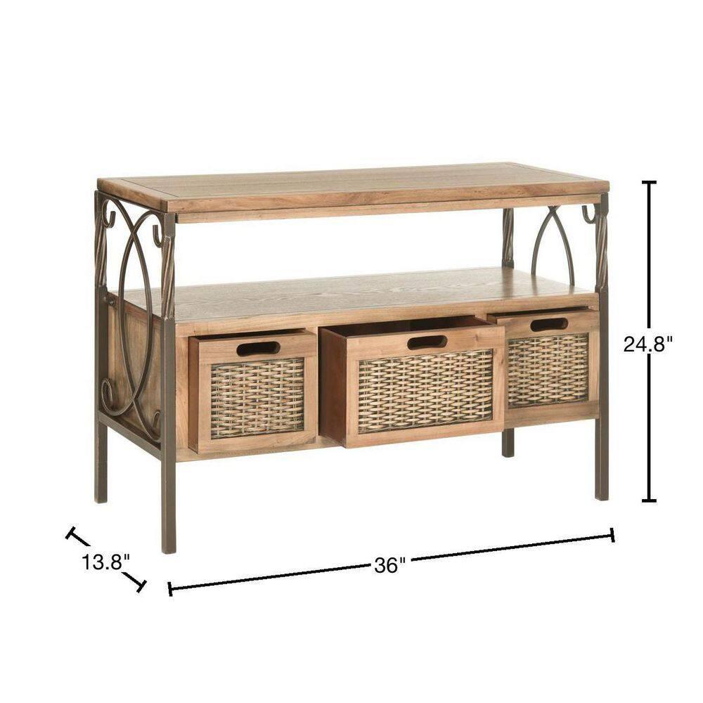 Joshua Media Console Table - Oak - Safavieh