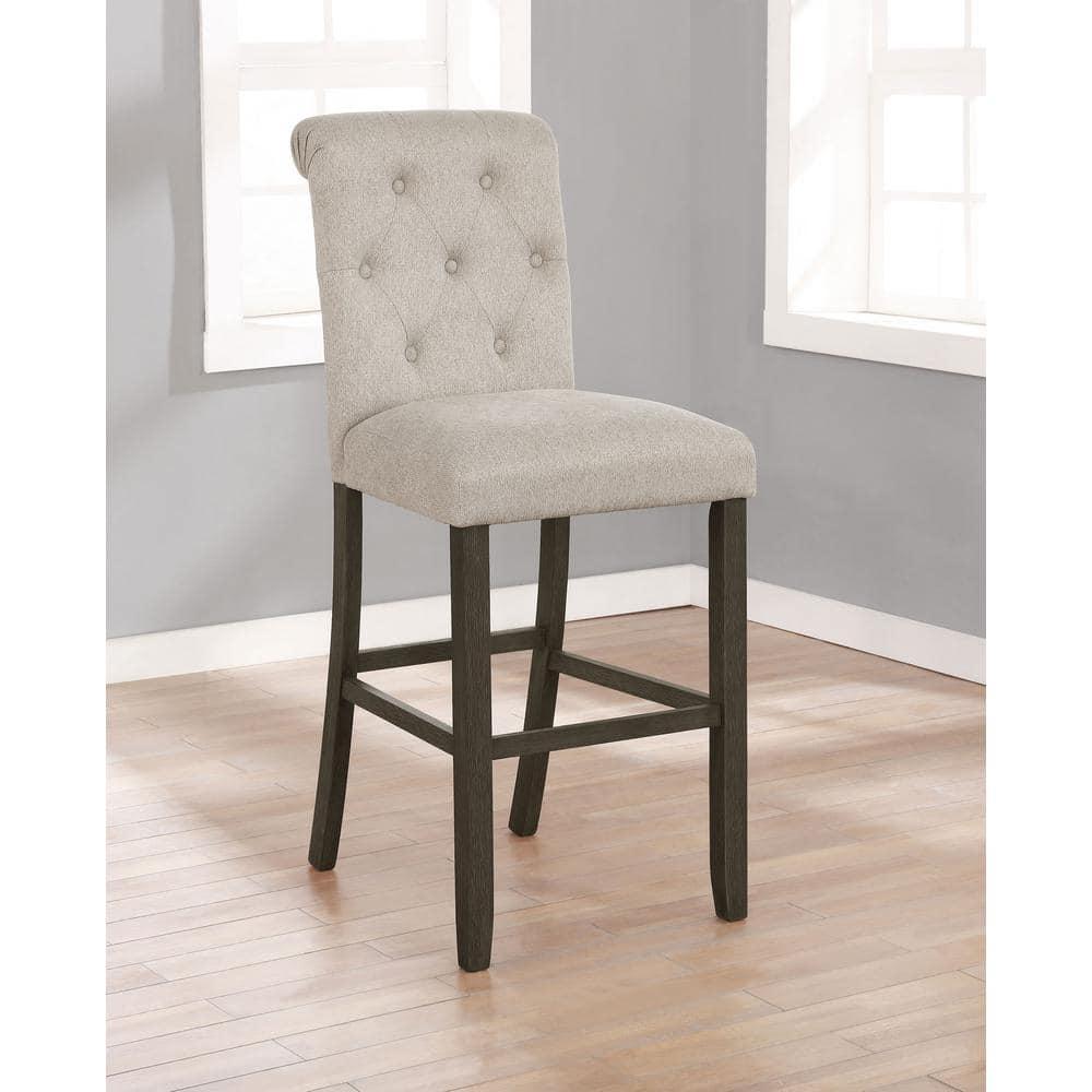Coaster Transitional Tufted Back Fabric Bar Stools in Beige