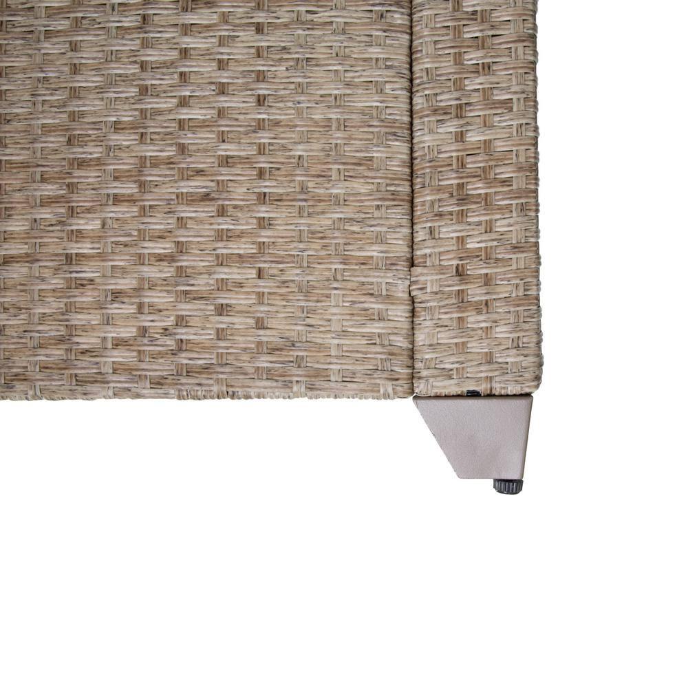Maui Natural Aged Wicker Outdoor Ottoman with Stone Cushion