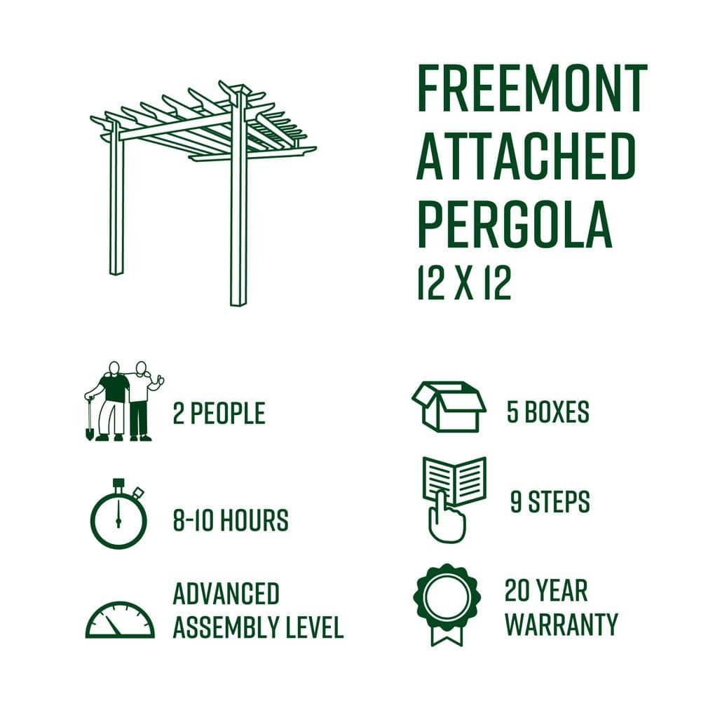 Vita 12' x 12' Freemont White Vinyl Pergola, VA42044