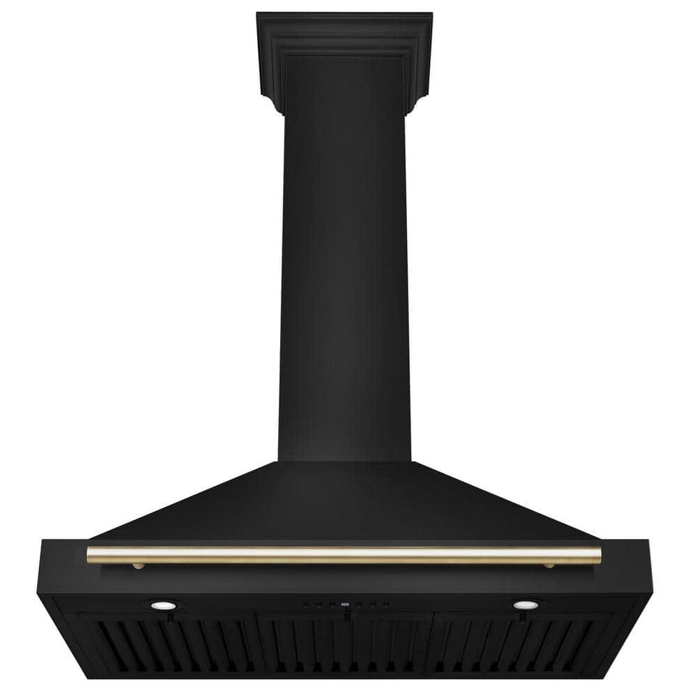 ZLINE ZLINE 36 in. Autograph Edition Black Stainless Steel Wall Mount Range Hood W/ Accent Handle BSKB4Z-36-G
