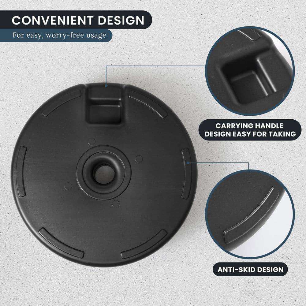 Black Round Fillable Plastic Patio Umbrella Base