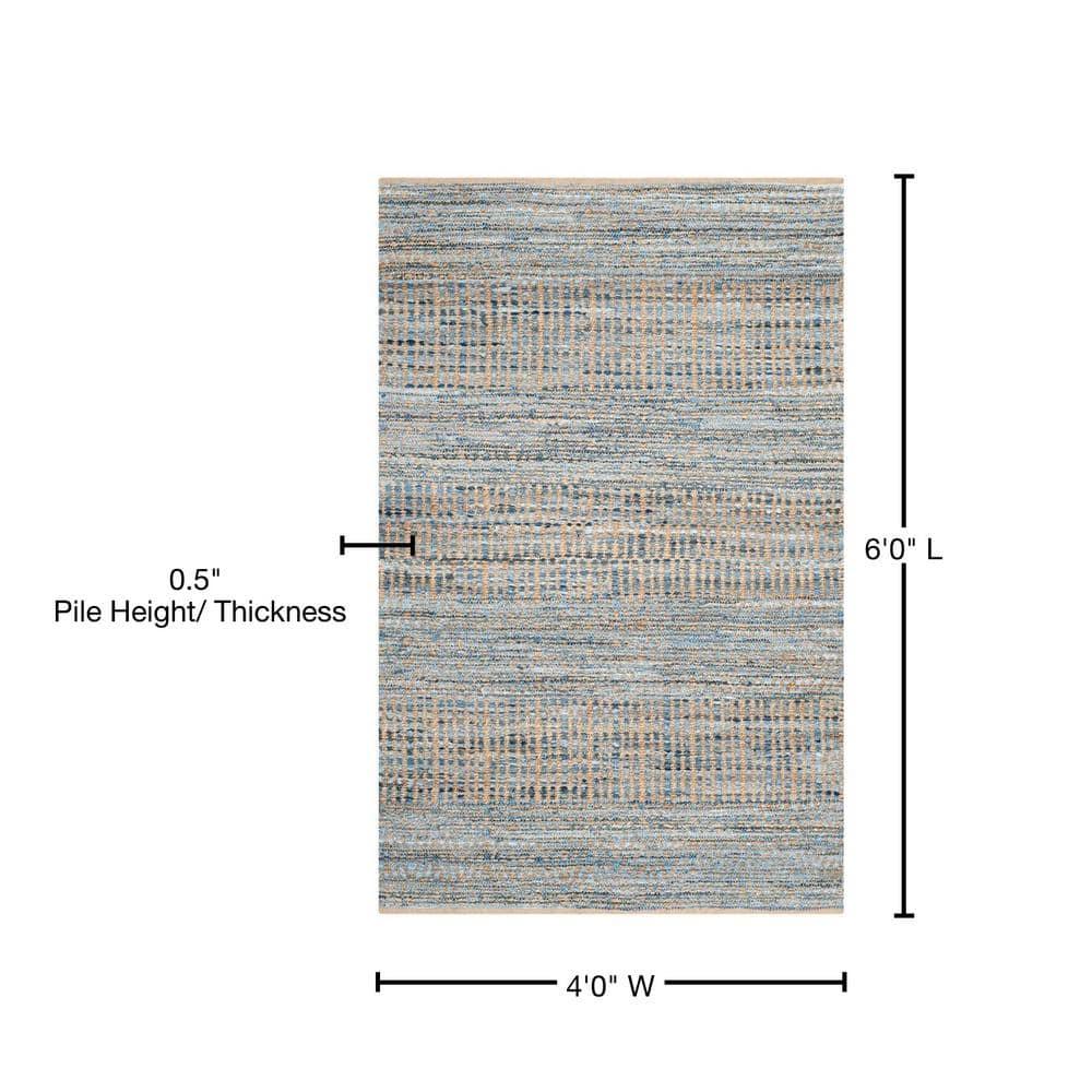 Cape Cod CAP353 Hand Woven Area Rug - Natural/Blue - 4'x6' - Safavieh.