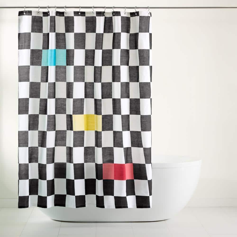 Town & Country Living Town & Country Play Betty Bold Checkerboard Fabric Shower Curtain 70"X72"