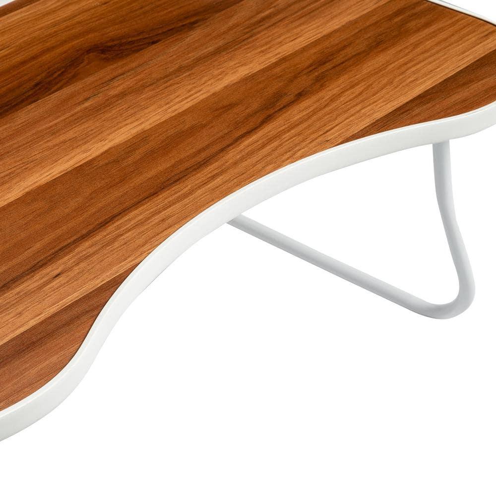 Honey-Can-Do Escritorio Plegable con Portavasos, Blanco/nogal Sintético