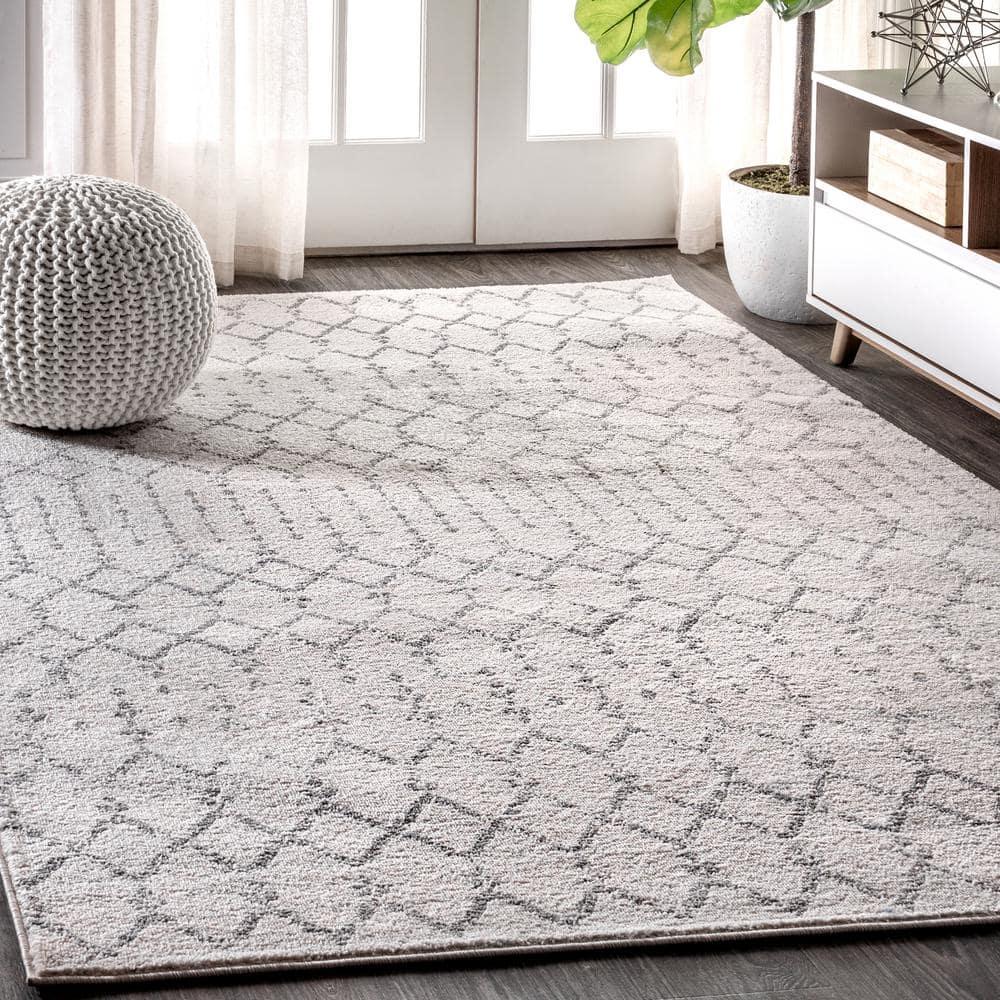 JONATHAN Y Moroccan inspired HYPE Boho Vintage Diamond Cream/Gray 3 ft. x 5 ft. Area Rug