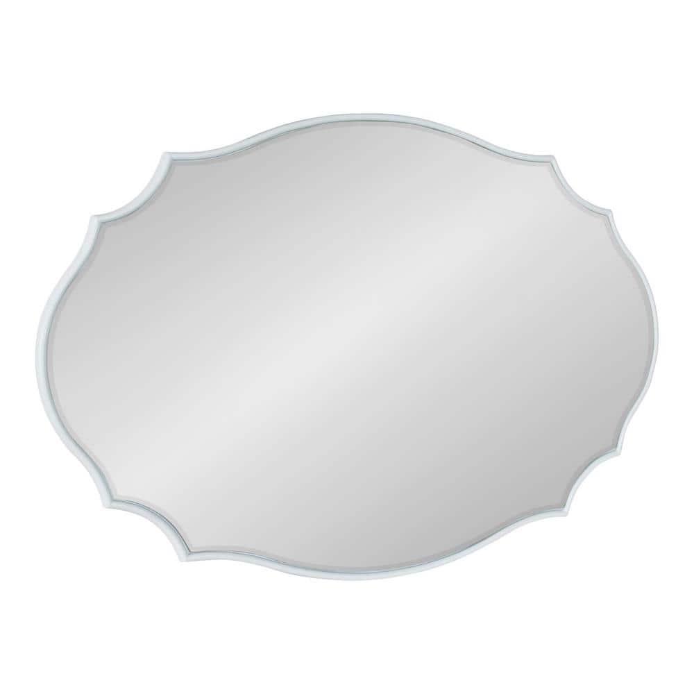24" x 36" Leanna Scallop Wall Mirror White - Kate & Laurel All Things Decor: Modern Oval Framed, No Assembly Required