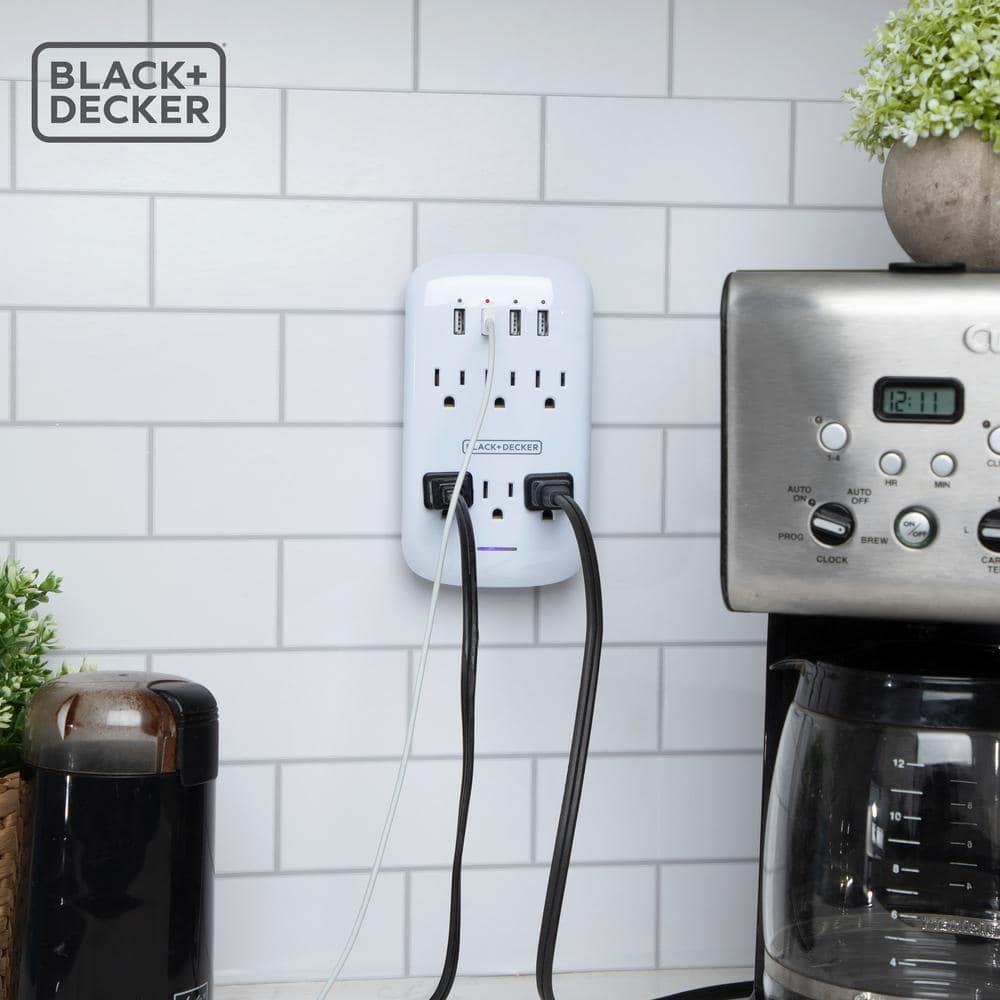 Black + Decker Surge Protector Wall Tap 6 Outlets + 4 USB
