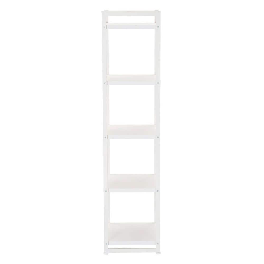 Household Essentials Jamestown Narrow 5 Shelf Open Storage Bookshelf Scandinavian White and White Metal