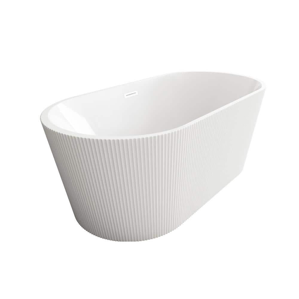 Living District 59 Inch Bathtub in Glossy White with Trim BT30759GW-WHT