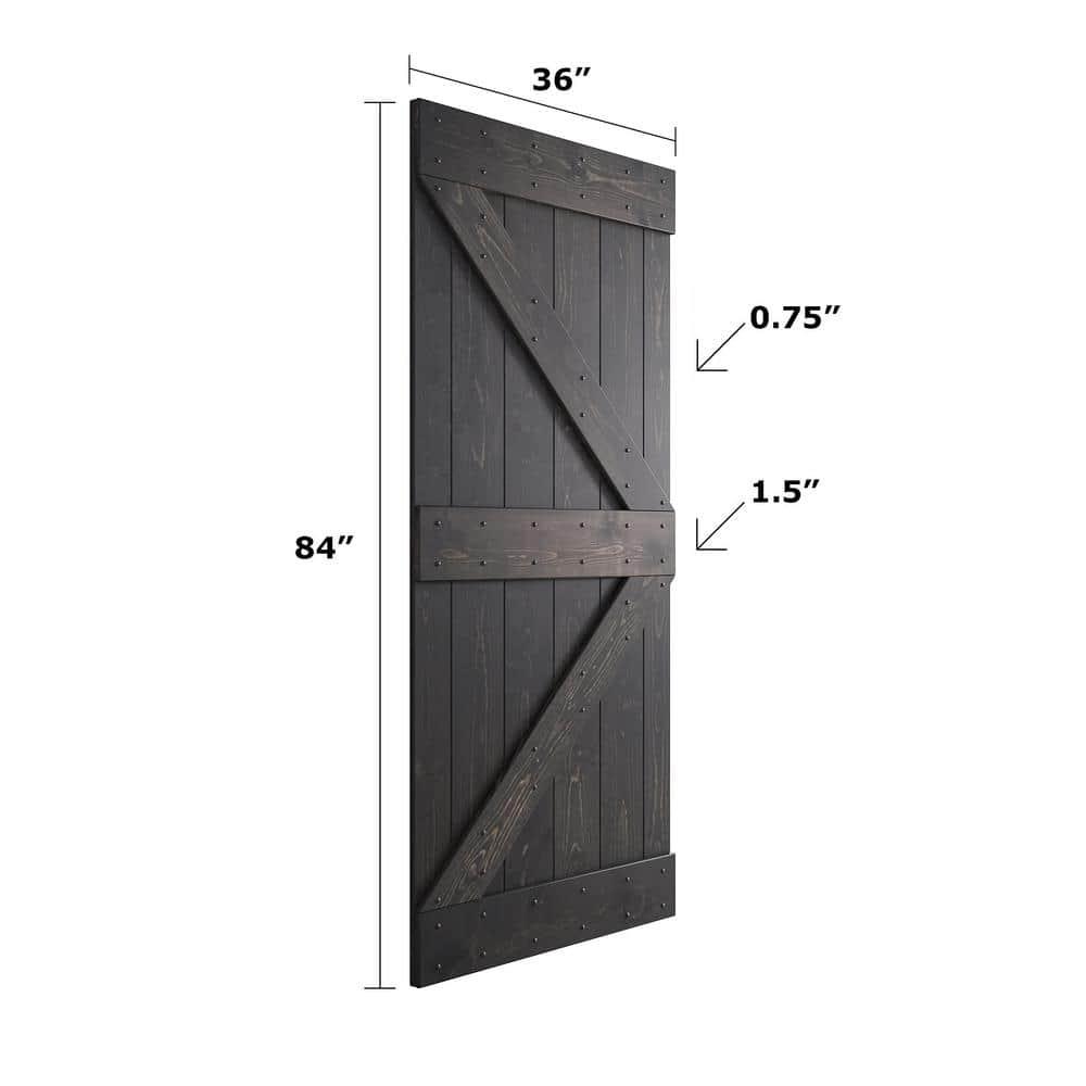 Paneled Wood and Metal K Series DIY Knotty Barn Door with Installation Hardware Kit