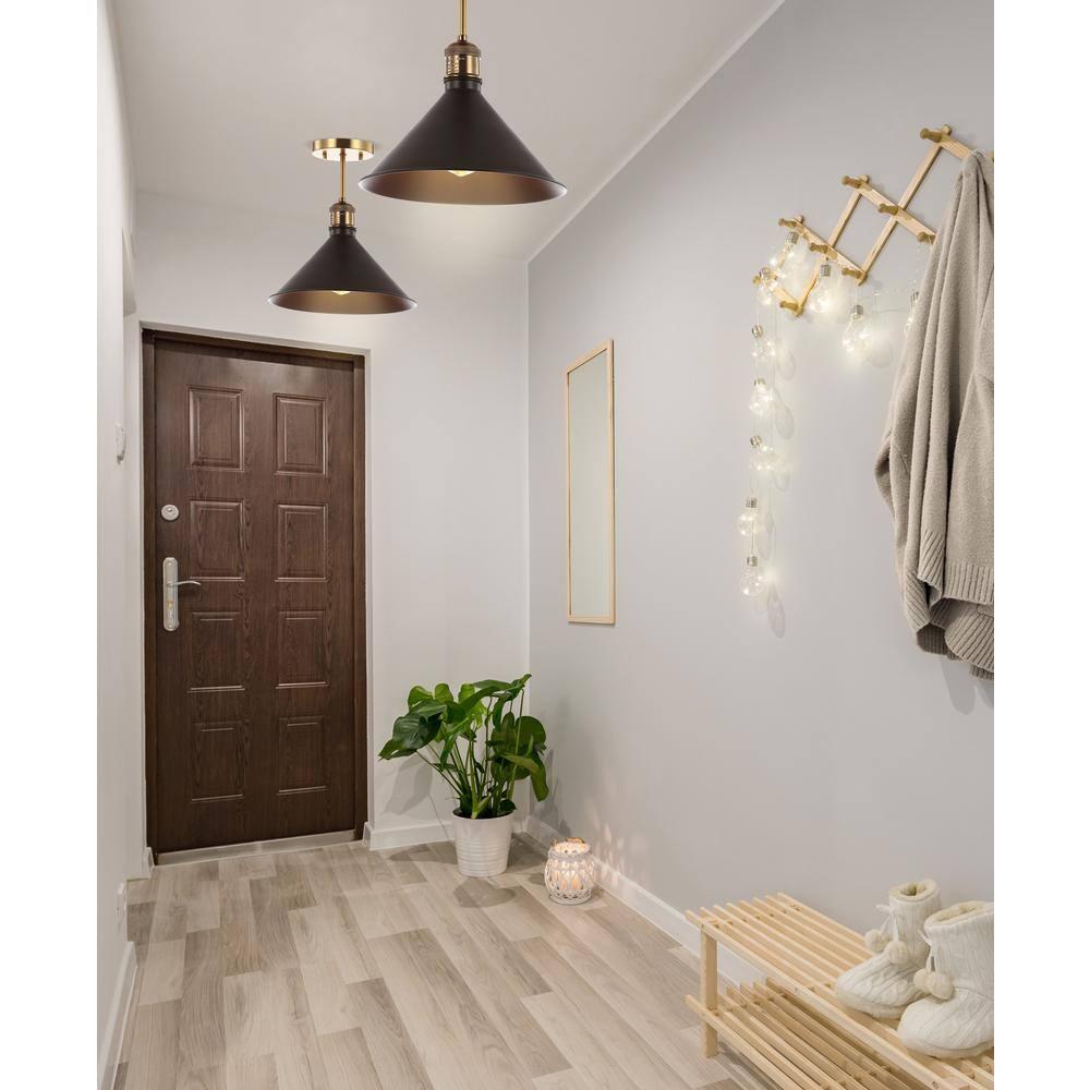 Nick 11" Metal LED Semi-Flush Mount, Oil Rubbed Bronze/Brass Gold