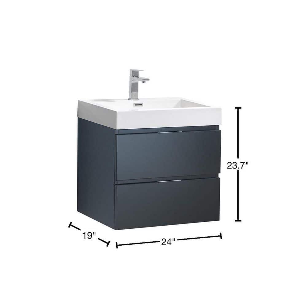 Valencia 24" Wall Mount Single Sink Bathroom Vanity with Top and Sink (Faucet Not Included)