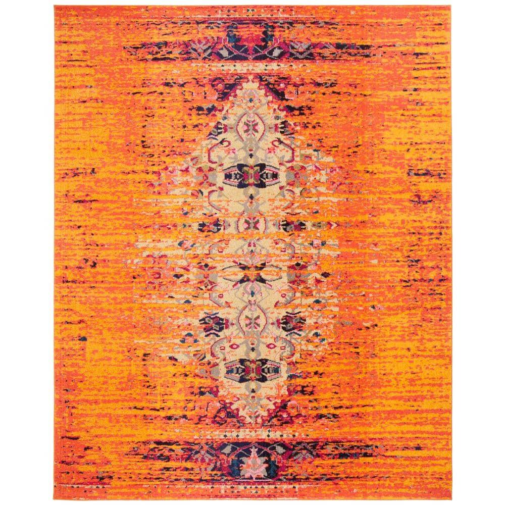 Monaco MNC209 Power Loomed Indoor Area Rug - Orange/Multi - 8'x11' - Safavieh.