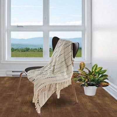 Rajani Home Deep Ombre Striped Handmade Woven Throw Blanket with Fringe