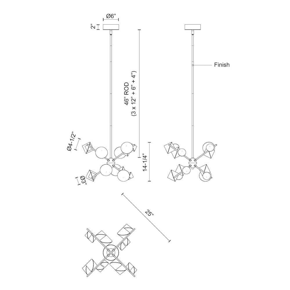 Geode Dimmable LED Sputnik Modern Linear Chandelier