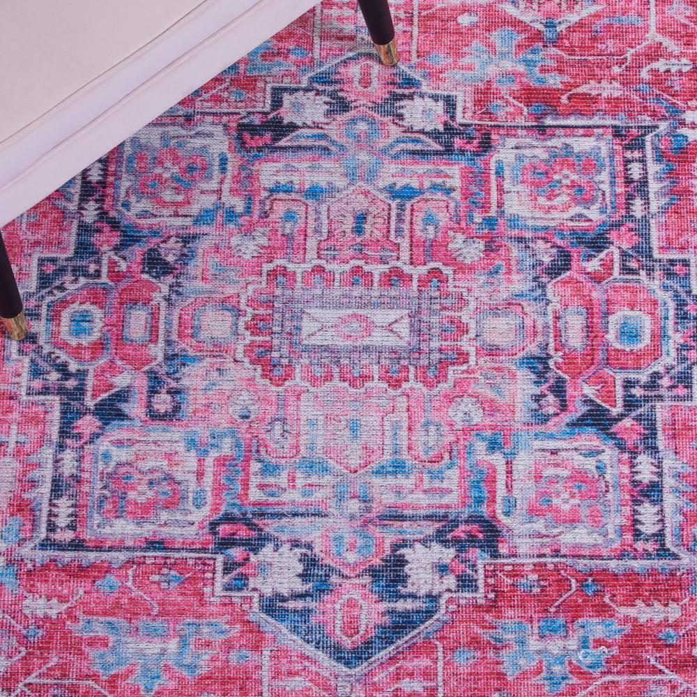 Serapi Red and Navy 9' x 12' Washable Wool Blend Area Rug