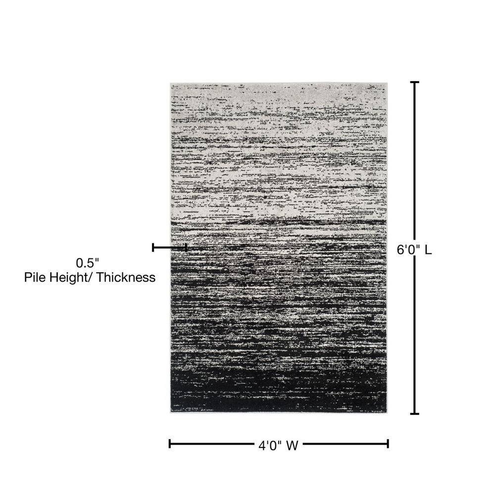 Adirondack ADR113 Machine Made Indoor Area Rug - Silver/Black - 4'x6' - Safavieh