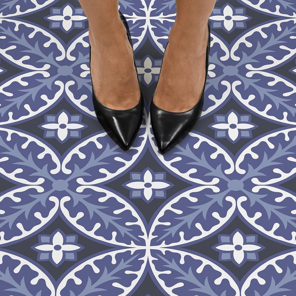 4'x5' FloorPops Set of 20 Capri Peel & Stick Floor Tiles Violet/White/Gray - Brewster: Mosaic Vinyl Flooring, Stain-Resistant