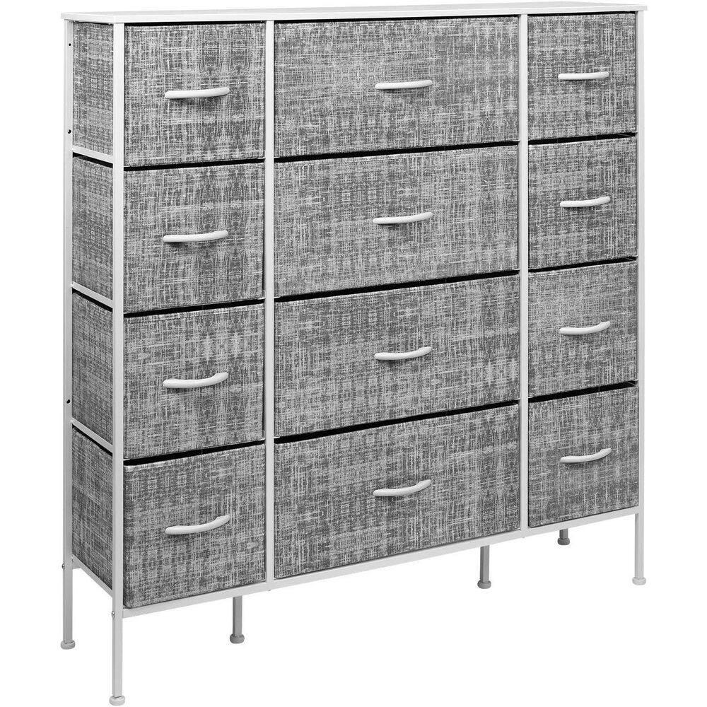Sorbus 12 Drawers Dresser with Steel Frame and Wood Top