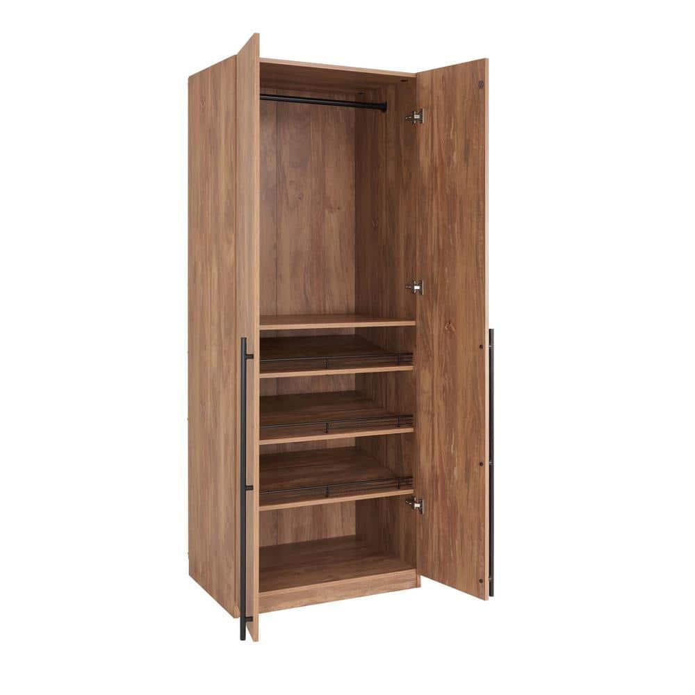 Manhattan Comfort Lee 2 Door and 4 Shelf Wardrobe Closet: Wood Laminate, Metal Hardware, Modern Style