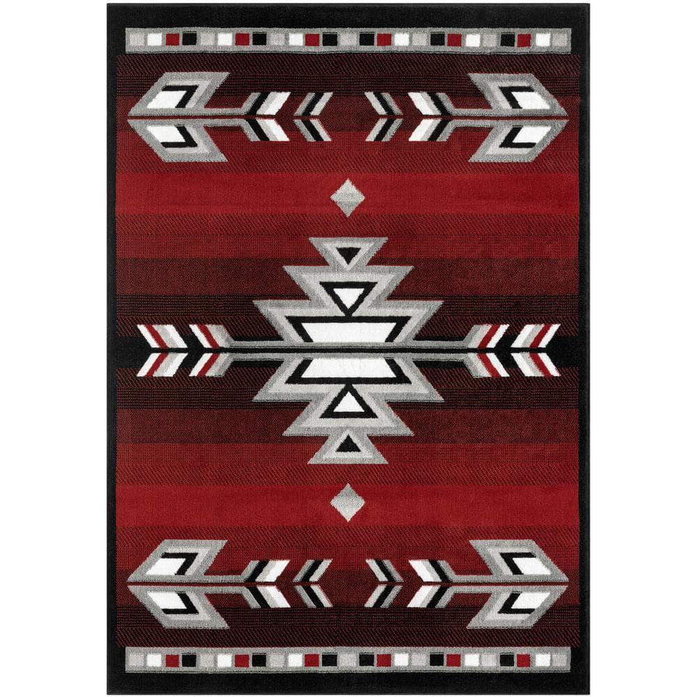 Home Dynamix Premium Sagrada Southwestern Geometric Area Rug, Red/Grey, 7'8"x10'7"