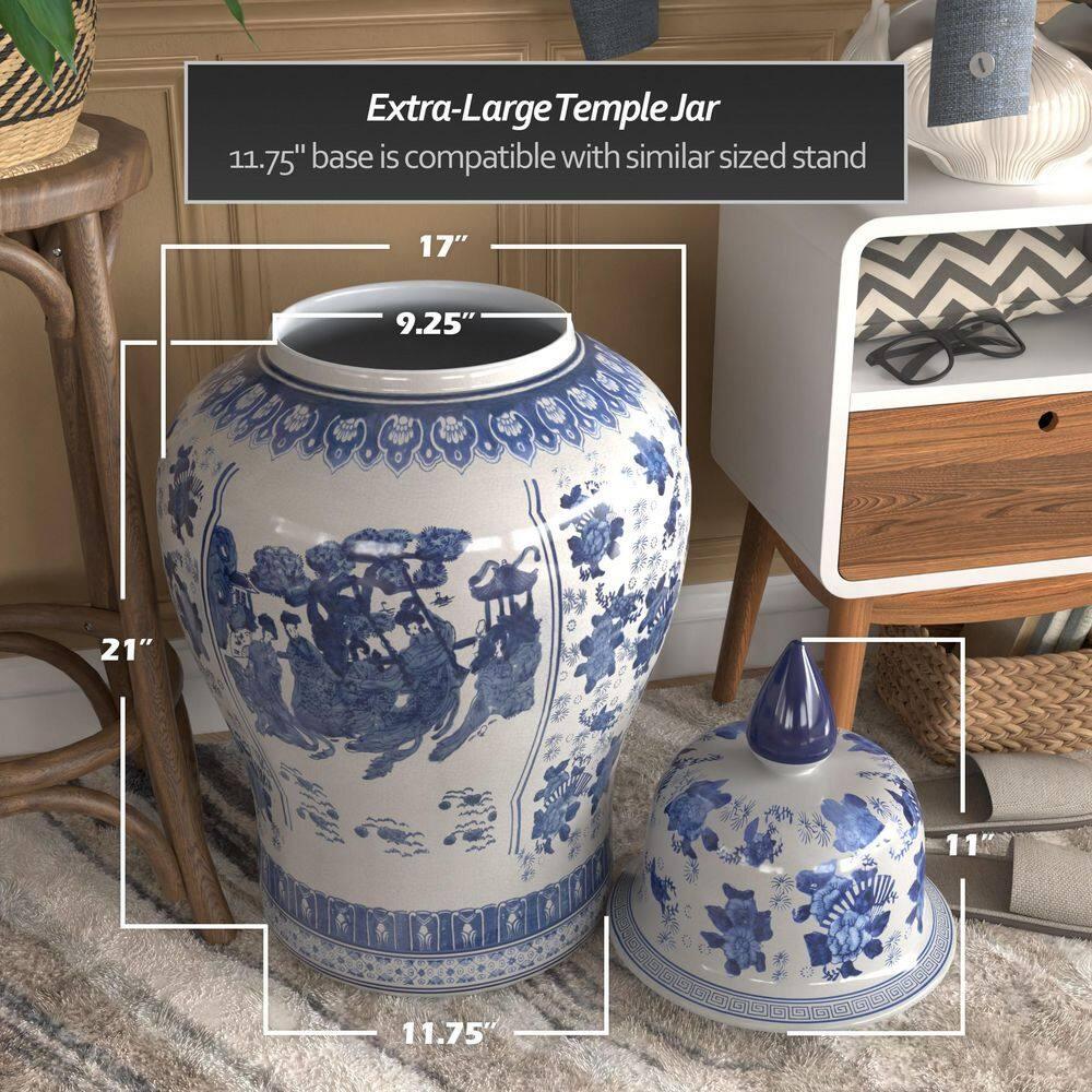 32" Porcelain Temple Jar