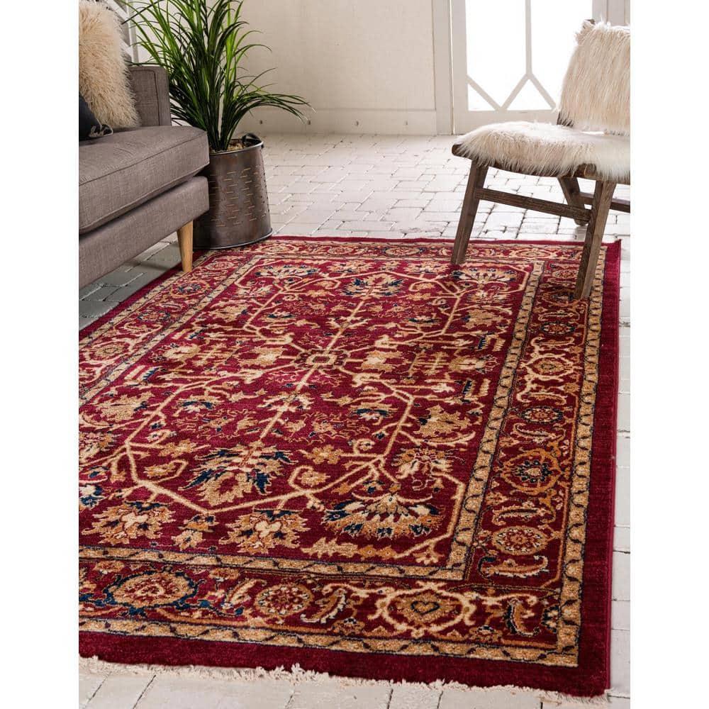 Unique Loom Dorchester Collection Area Rug - Alcott (4' 1" x 6' 1" Rectangle Burgundy/Beige)