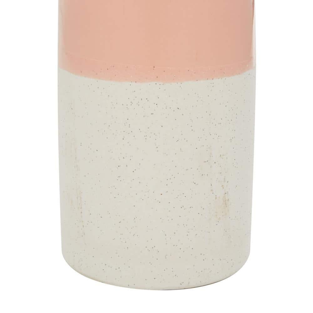 DecMode 5"W, 11.25"H Stoneware Modern Vase, Pink, 1 - Piece