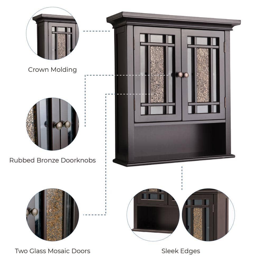 Windsor Wall Cabinet Brown - Elegant Home Fashions: Over Toilet Storage, Adjustable Shelves, MDF Composite