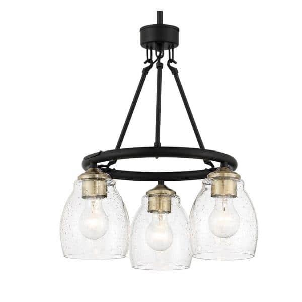 2437-878-Minka Lavery-Winsley - 3 Light Chandelier-18.13 Inches Tall and 17 Inches Wide-Coal/Stained Brass Finish    -Traditional Installation