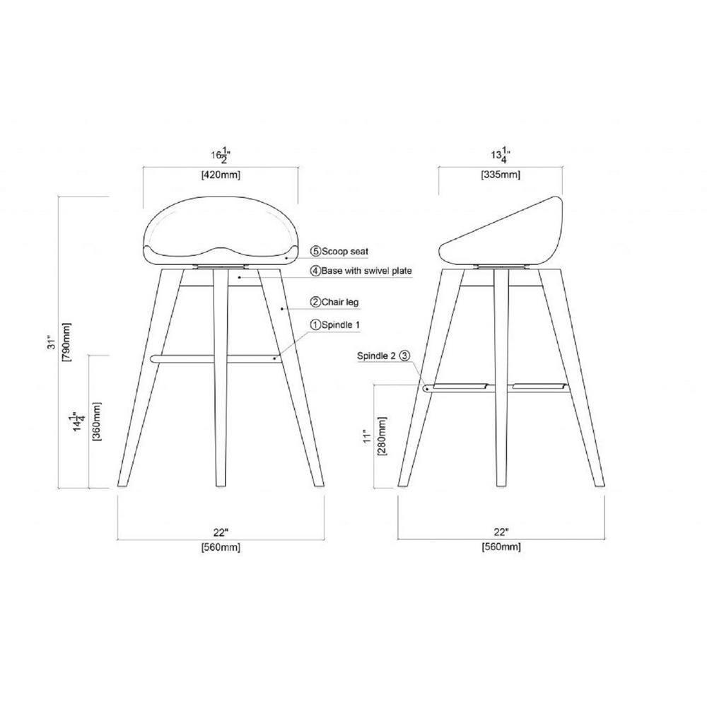 Boraam 31" Bali Swivel Counter Height Barstool Barnwood: Hardwood Frame, 300 lbs Capacity, Backless Design