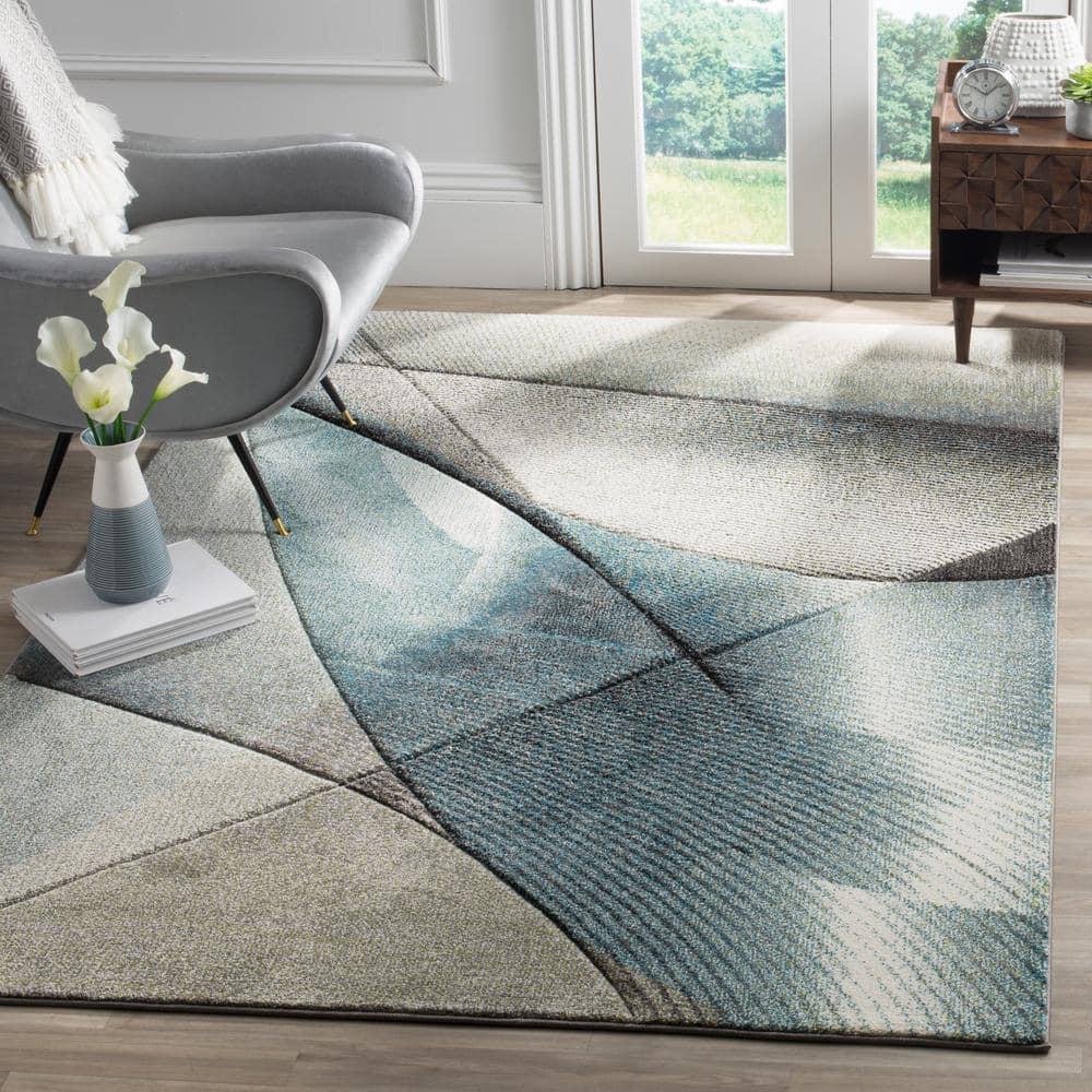 Hollywood HLW715 Machine Made Accent Rug - 2'7"x5' - Grey/Teal - Safavieh