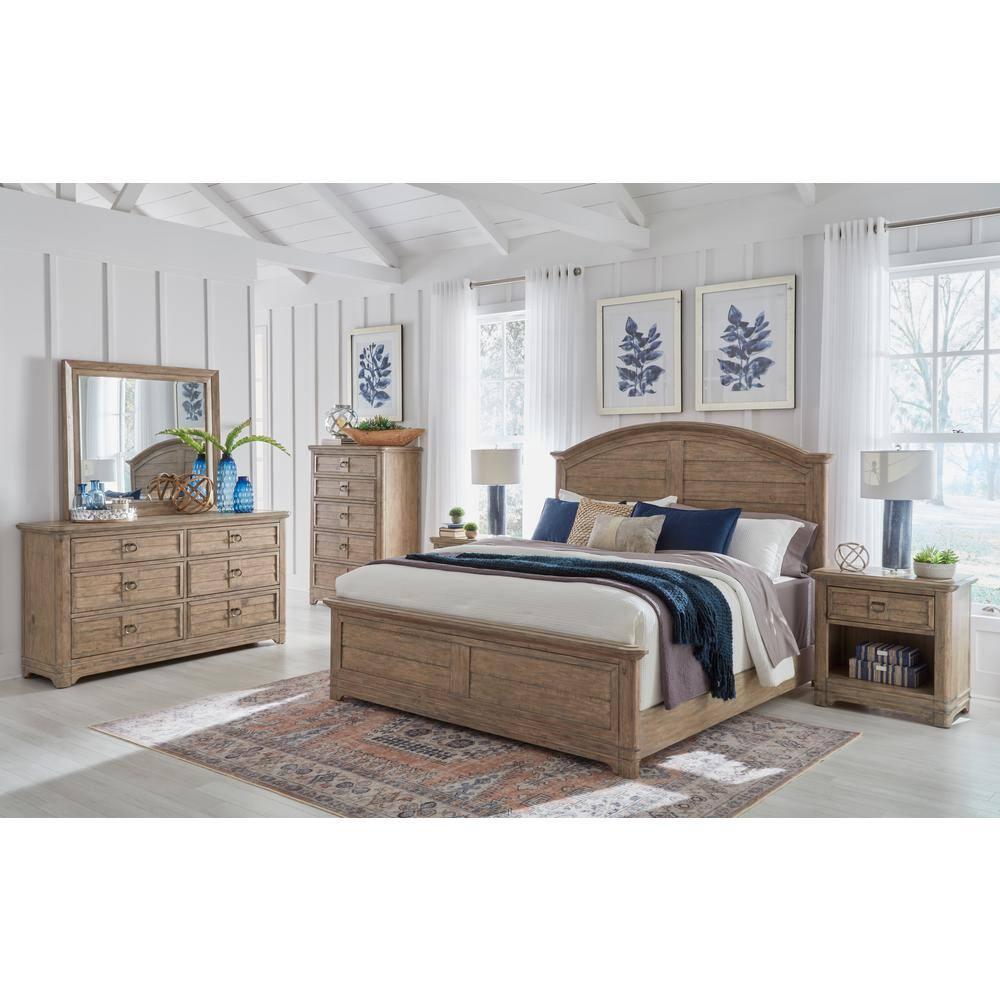 Meadowbrook Beige Antique Sand Wood One Drawer Farmhouse Nightstand