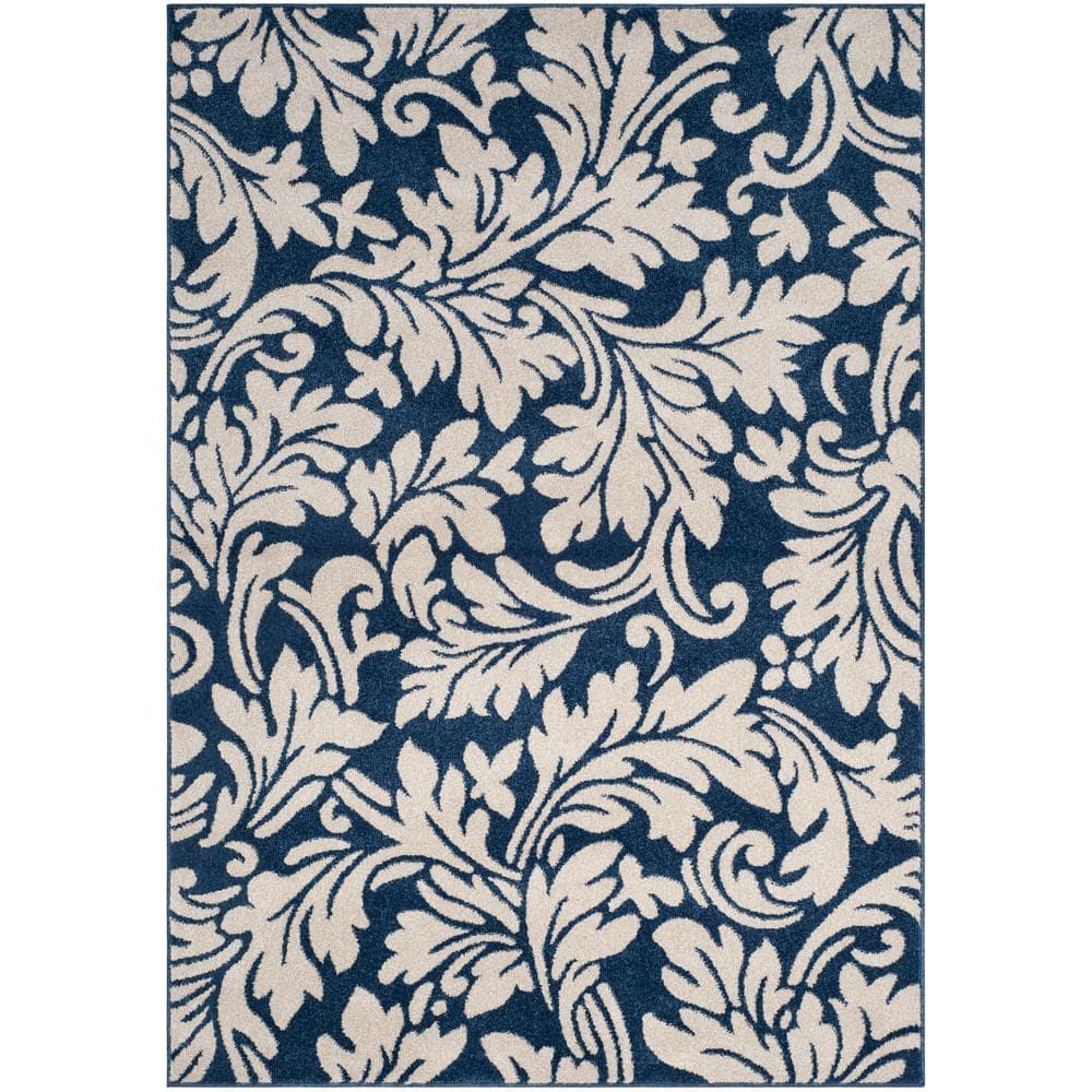 Amherst AMT425 Power Loomed Indoor Area Rug - Navy/Ivory - 4'x6' - Safavieh
