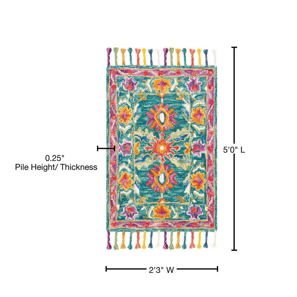 Aspen APN113 Hand Tufted Accent Rug - Turquoise/Purple - 2'3" X 5' - Safavieh.
