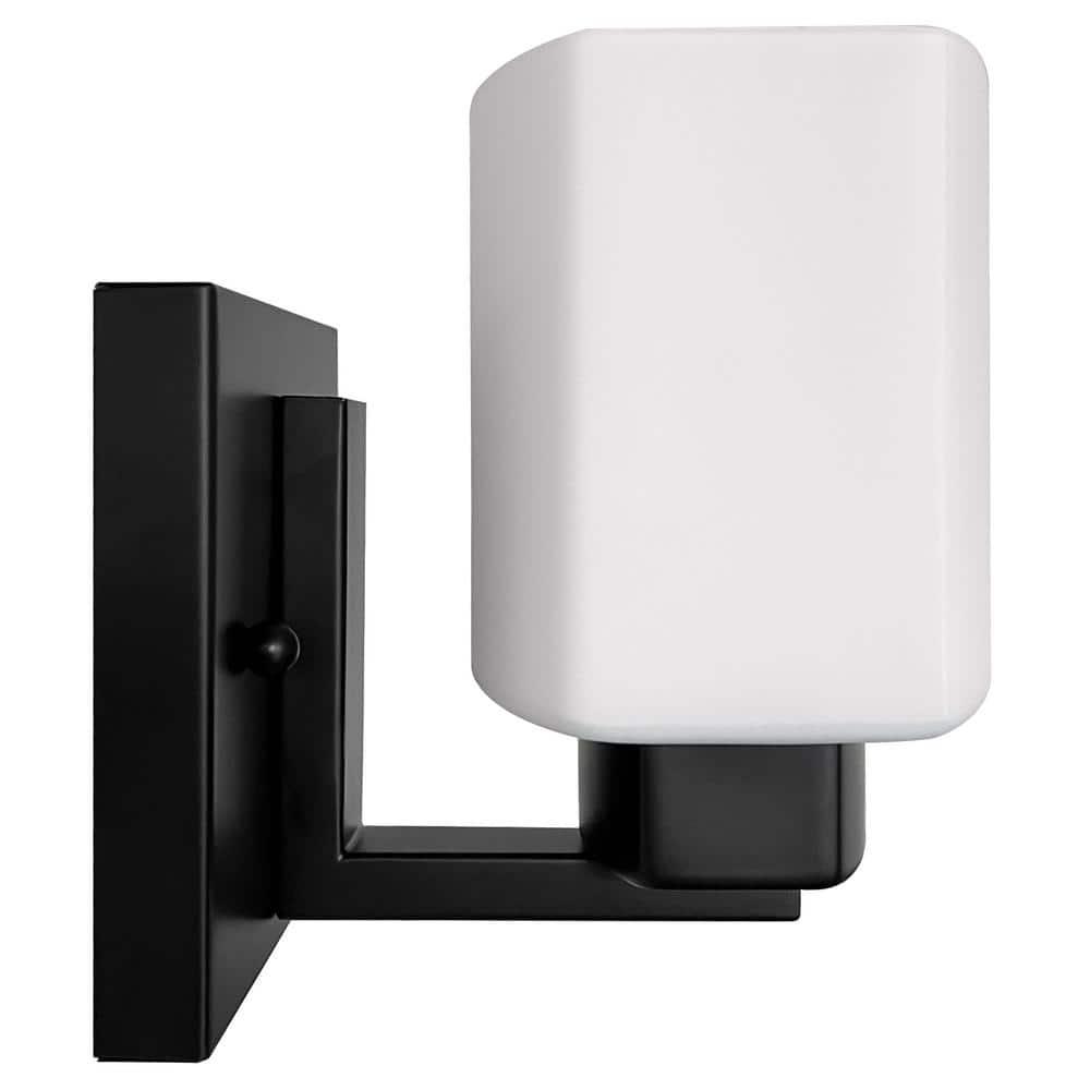 Design House Dove Creek Dimmable Wall Light Sconce with Frosted Glass, Matte Black