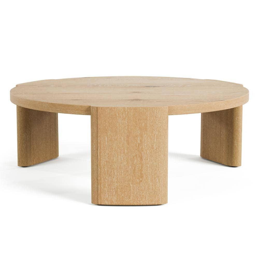 Furniture of America Honora Modern Wood 42-inch Oval Coffee Table with Plinth Base, Oak