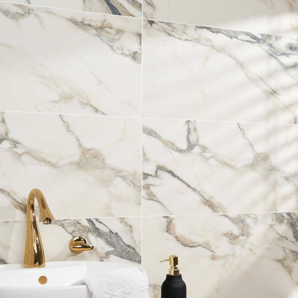 Bond Tile Saroshi 11.81 in. x 23.62 in. Matte Marble Look Porcelain Floor and Wall Tile (9.68 Sq. Ft. / Case)