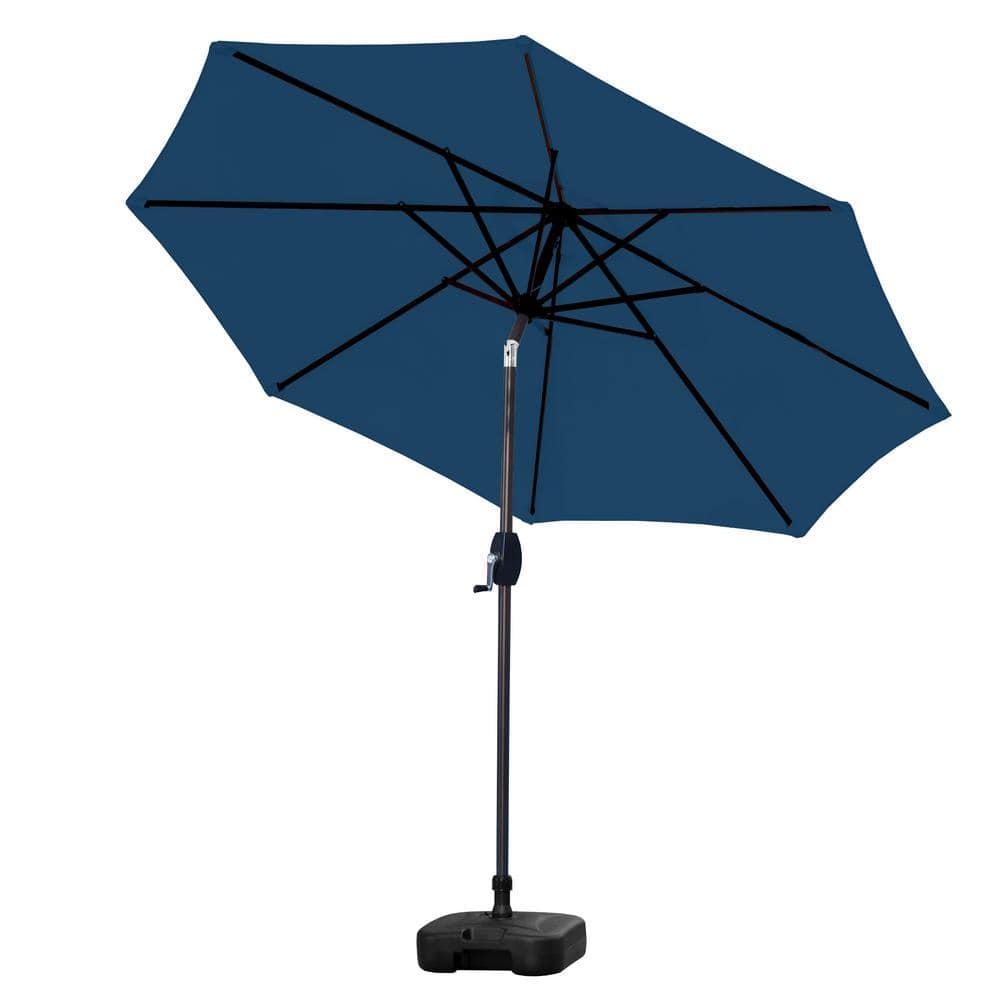 Polytrends Amada 9 ft. Patio Umbrella with Fillable Base Navy Blue