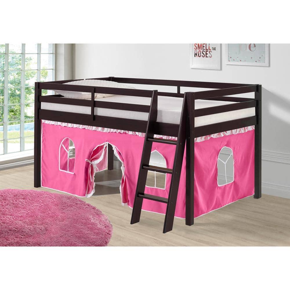Alaterre Roxy Junior Loft - Espresso with Pink and White Bottom Tent