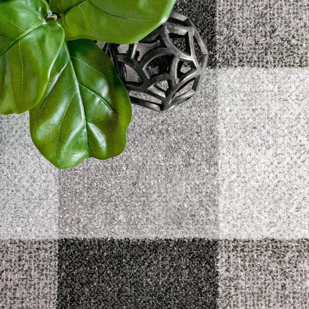 Nuloom Aisha Plaid 3x5 Accent Indoor Area Rug for Living Room Bedroom Dining Room Entryway Kitchen, Grey/Ivory