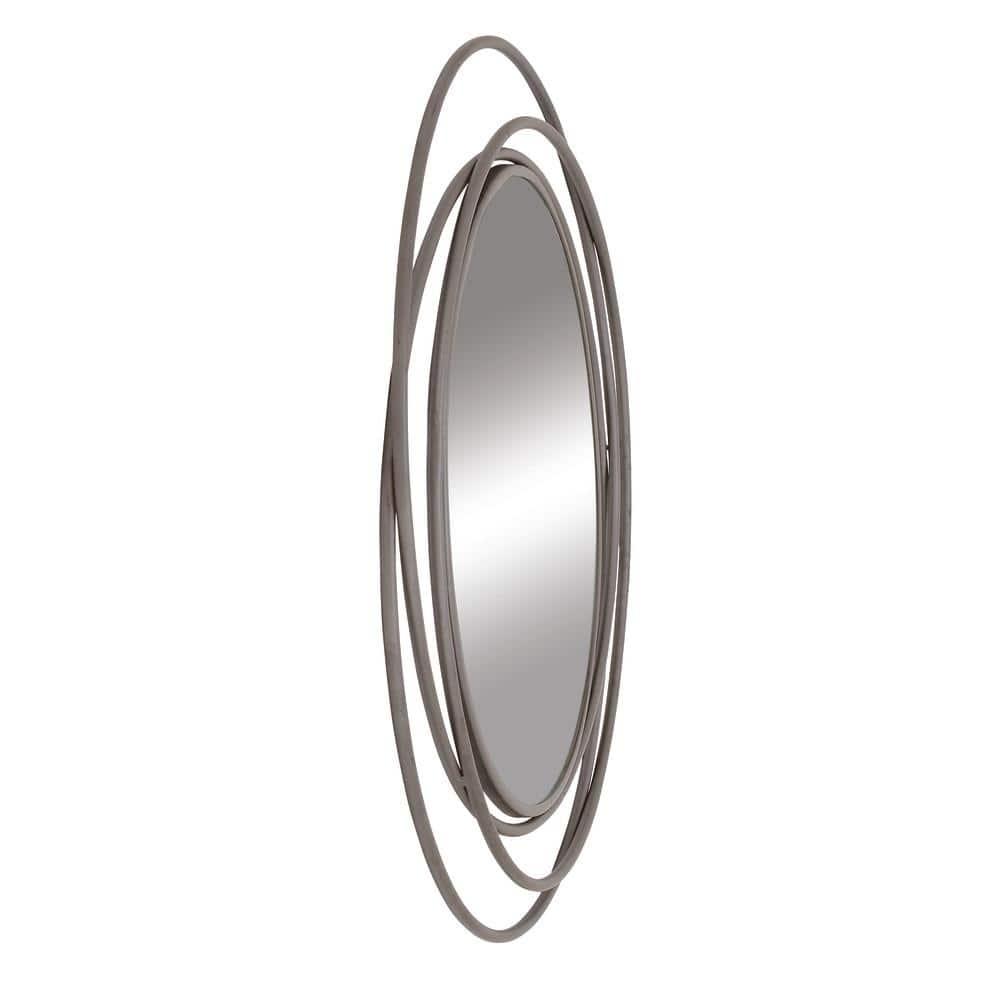 DecMode Gray Modern Metal Wall Mirror with Overlapping Rings Frame, 42"W x 40"H