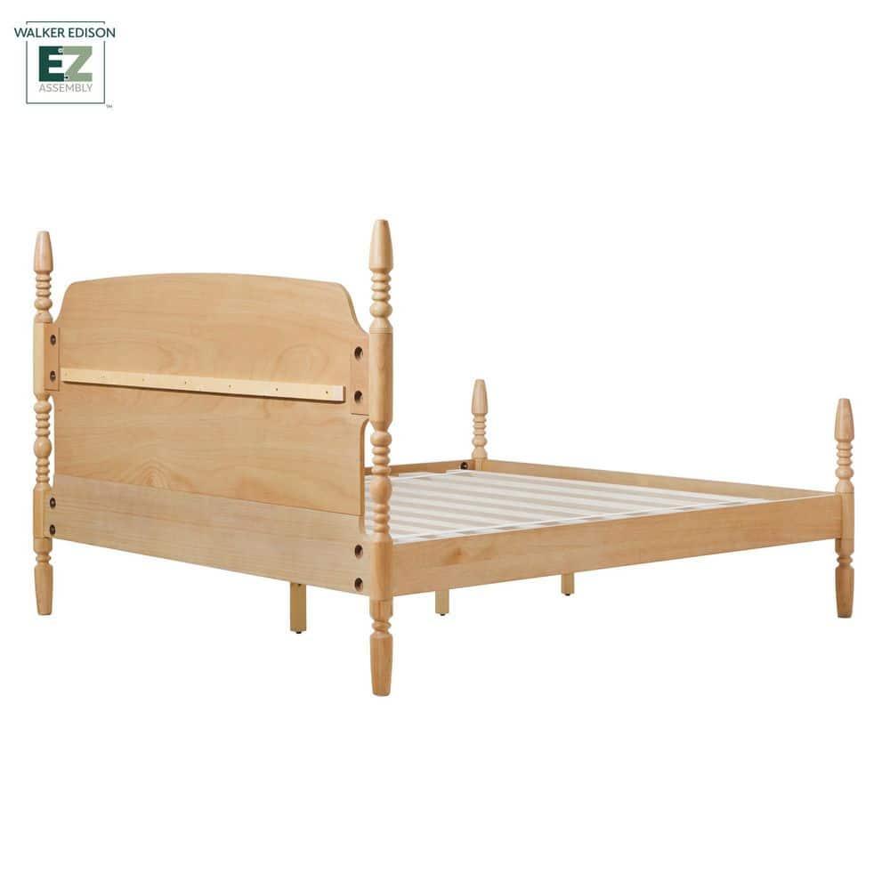 Walker Edison Vivienne Traditional Easy Assembly Solid Wood Turned Spindle Bed
