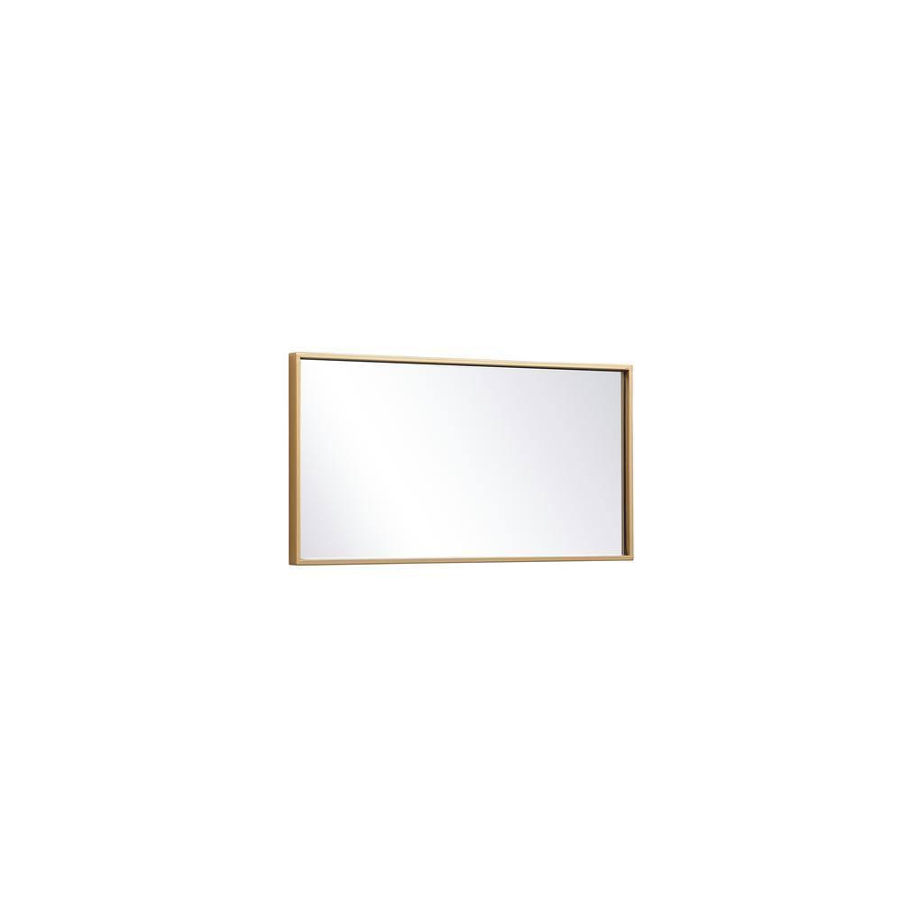 Elegant Lighting Metal frame rectangle mirror 14x28 inch in brass