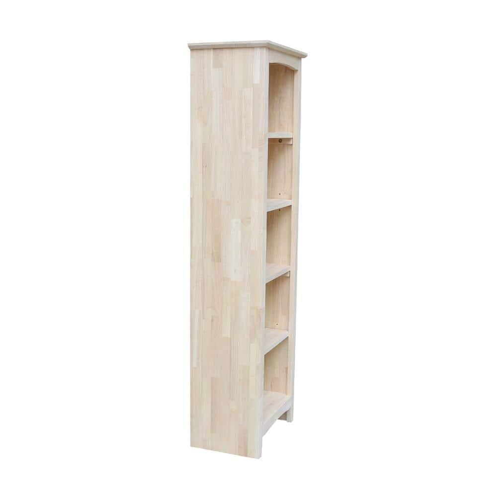 60" Shaker Bookcase Unfinished Brown - International Concepts: Solid Parawood, 4-Shelf Design