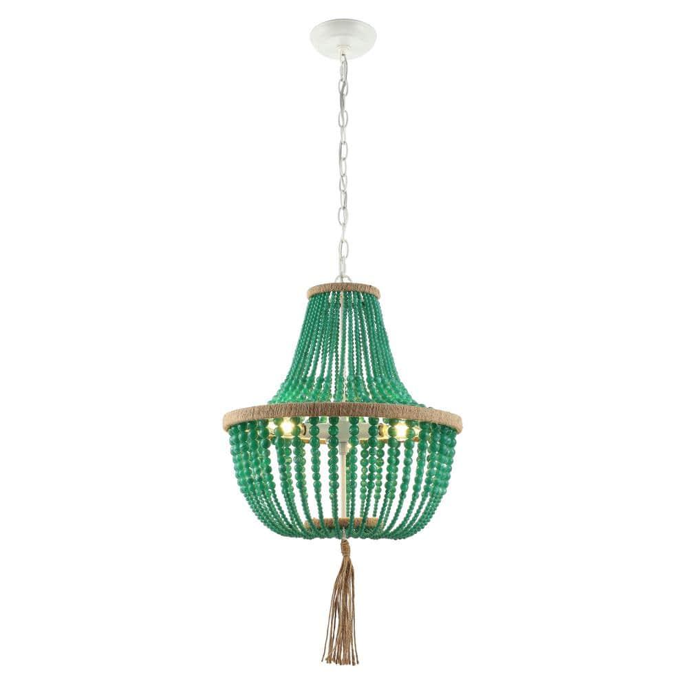 Lush Kristi Beads Pendant Lamp - LIT4477 - Green - Safavieh