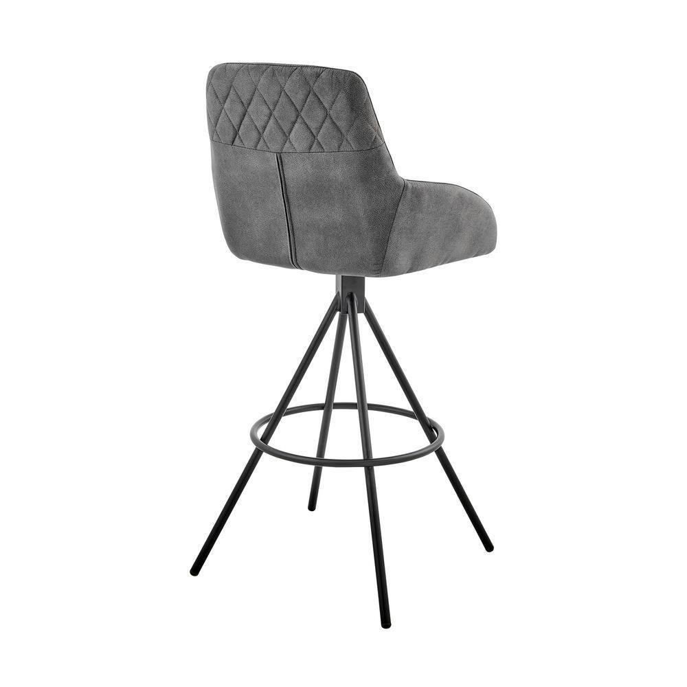 30" Odessa Barstool with Fabric Finish Black/Charcoal - Armen Living: Matte Metal Frame, Square Back