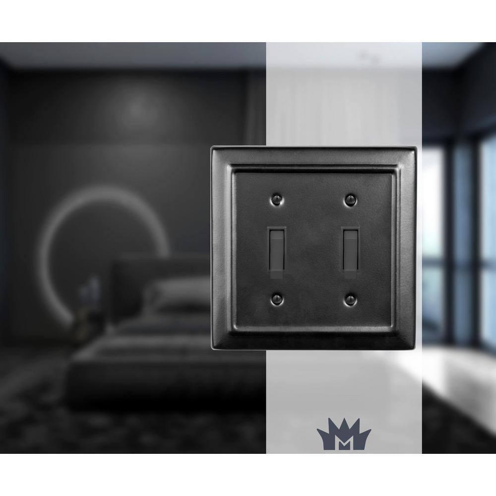 Matte Black Architectural Aluminum 2-Gang Toggle Wall Plate Set